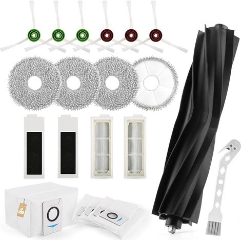 20 PCS Kit accessoires de Rechange pour Ecovacs Deebot T20 OMNI/T20e OMNI/T20 Max/T20 Pro, avec 1 Brosse Rouleau en Caoutchouc, 6 Brosses Latrales, 4 Vadrouille, 4 Filtres, 4 Sacs Poussire (1/5)