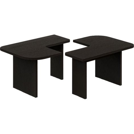 Ensemble Tables Basses en bois "Iris" - 90 x 45 x 35 cm - Noir