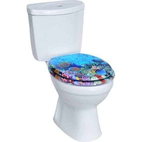 Abattant WC en bois MDF avec fermeture lente et silencieuse, ajustement universel, robuste (1/5)
