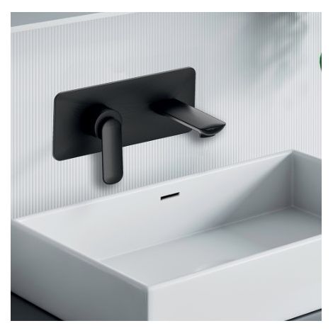 Façade mitigeur lavabo encastré avec bec de 225 mm Noir Mat - CRISTINA ONDYNA FL25813 (1/2)