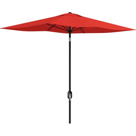 2 x 3(m) Garden Parasol Umbrella, Rectangular Outdoor Market Umbrella Sun Shade with Crank & Push Button Tilt, 6 Ribs, Aluminium Pole, Wine Red