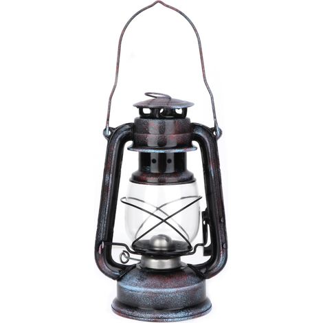 Lampe à pétrole classique de 24 cm, lanterne à pétrole vintage, lampe à huile portable pour le camping en extérieur