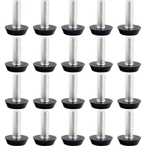 Pied De Nivellement pour Mobilier, Pied De Table Reglable, Installés sous Les Pieds des Meubles, M8x20mm, 20 Pièces- Crezuo (1/4)