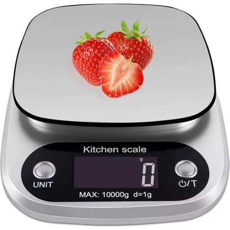 Balance de Cuisine 10kg/1g Electronique Haute Précision Domsique Aliment Grand Écran LCD pour Câteau/Tarte/Biscuit Professionnelle (1/5)