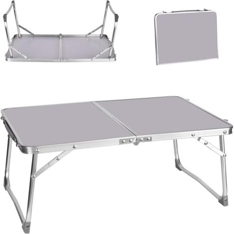 Table de pique-nique en aluminium léger, table de lit pour ordinateur portable, table de tour portable, adaptée pour pique-nique / camping ou petit-déjeuner, lecture, regarder des films sur le lit/can
