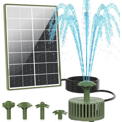 Fontaine Solaire 4,5 W Divers Effets de Pulvérisation, pour Bassin, Étang et Jardin, Câble de 3 m, Vert Foncé (1/5)