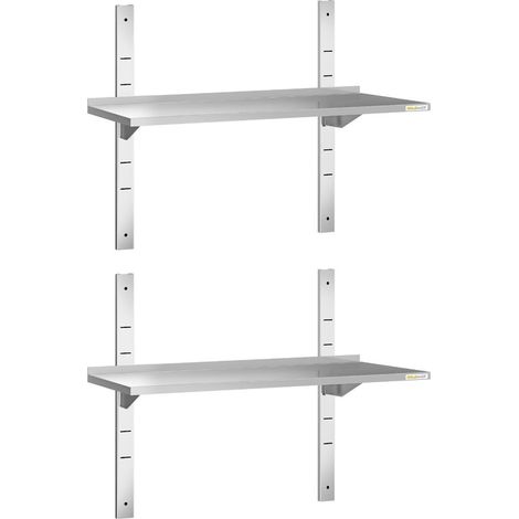 Lot de 2 étagères murales inox 1000 x 400 mm PREMIUM - GOLDINOX (1/4)