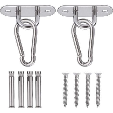 2 Crocheted Ceiling Hooks, Heavy-Duty SUS304 Stainless Steel Ceiling Hooks for Concrete and Wood, for Yoga Hammock and Chair