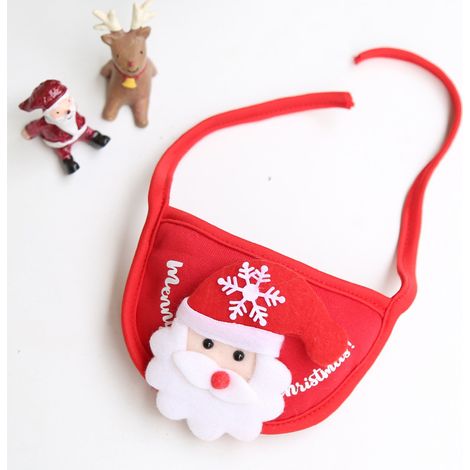 Costume de Noël pour chien, décoration automne-hiver, accessoires élégants et mignons pour chatons, chiots, bavoirs à fond rouge, père (animaux de moins de 7,5 kg/16,5 lb) (1/5)