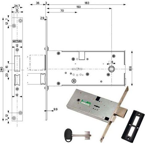 Cerradura para deslizar correas All 41812 Mottura
