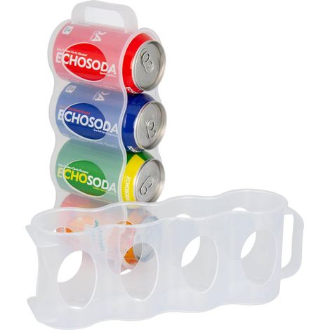 Organizador portátil para latas de refresco para refrigerador, soporte para latas de cerveza, contenedor deslizante para refrigerador, plástico transparente, juego de 2