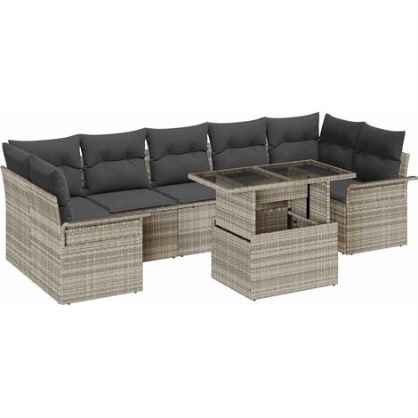 Maison Exclusive - Set Divano da Giardino 8 pz Grigio chiaro (1/5)
