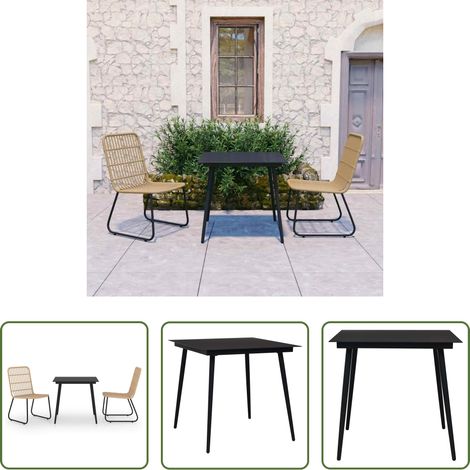 vidaXL Salle à manger extérieure - Ensemble à manger d'extérieur 3 pcs résine tressée et verre (1/5)
