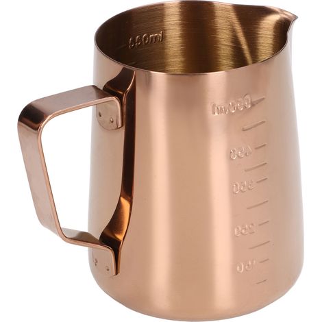 550-ml-Milchkännchen aus Edelstahl, roségoldfarben, mit spitzem Ausguss und Messbecher für Latte Art und Kaffee (1/5)