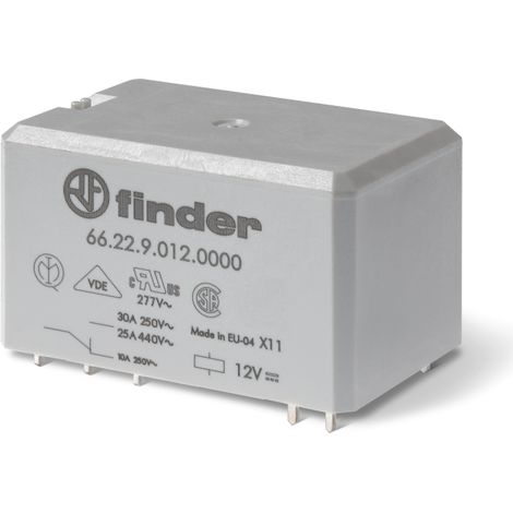 Relais de puissance CI 2NO 30A 230V AC doubles picots AgSnO2 FINDER 662282304300