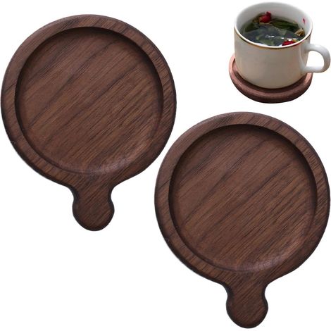 sous-Verre en Bois Set De 2 Protège-Tables Sous-verre En Bois Protection Table Pour Café, Vin, Bière, Jus, Théière, Bol, Plats, Maison, Cuisine, Restaurant, (1/5)