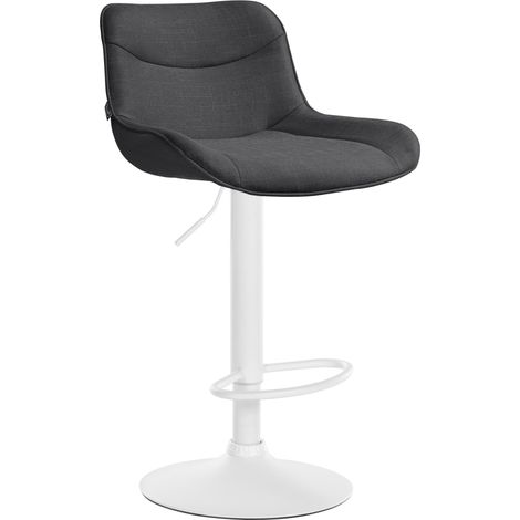 Sgabello da bar x1 girevole forma ergonomica cuciture decorative in tessuto grigio scuro struttura in metallo bianco 100005764