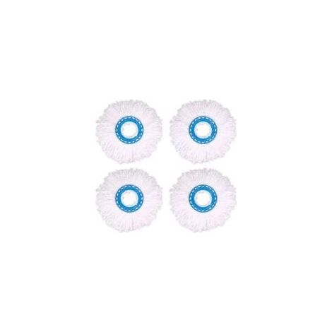 4Pcs Têtes Microfibre Balai, Tête de Vadrouille Rechange Rond Têtes Mop Rotation à 360 pour Nettoyage des Sols (Diamètre 16 cm) - Crezuo