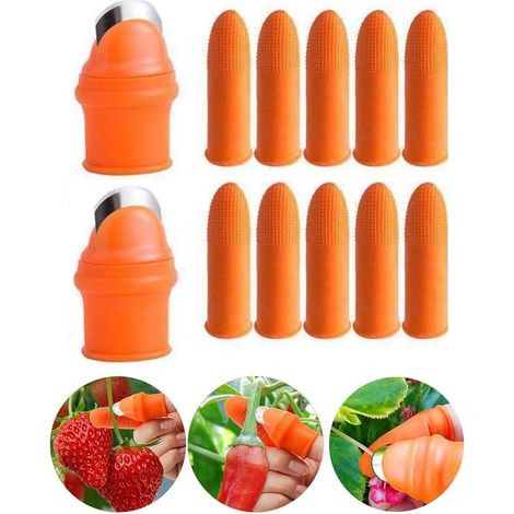 Filiyano-Lot de 12 couteaux à pouce en silicone avec repose-doigt et lame tranchante, séparateur de fruits et légumes pour couper les plantes, les (1/5)