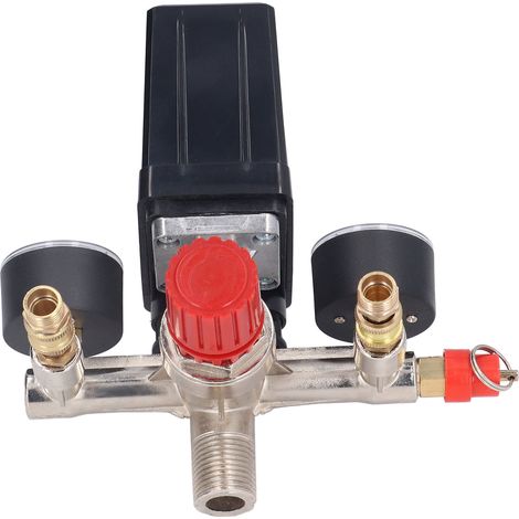 Kit de régulation de pression pour compresseur, avec manomètre et interrupteur vertical 90‑120PSI, 240V/380V AC (1/5)