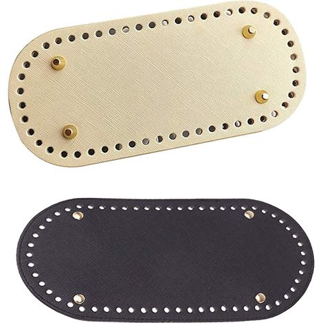 Fond de Sac,52 Tous Fond de Sac en Cui PU Tapis de Sac pou Cochet Tissé à La Main Sac de Coussin Base de Coussin pou Sac à Main Bicolage Plat Ovale Ticot Cochet Sacs-Noi, Beige (1/5)