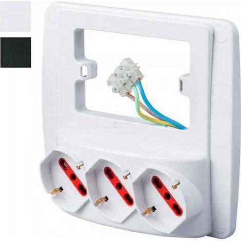 Enchufe de pared con 3 tomas, 10/16A + USB, negro, Smart Rosi