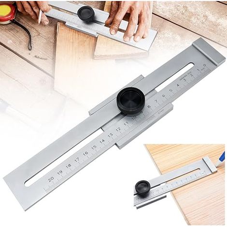 200mm Carbon Steel Marking Gauge Carpenter Marking Ruler with Scale Precision Tracing Gauge for Woodworking Measuring Engineers (1/5)