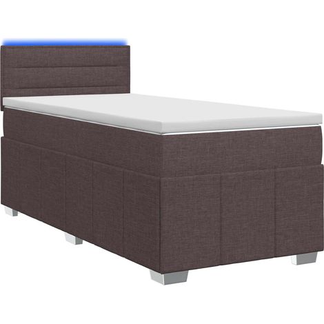 Maison Exclusive - Letto box spring con materasso Marrone Scuro 90 x 200 cm (1/5)