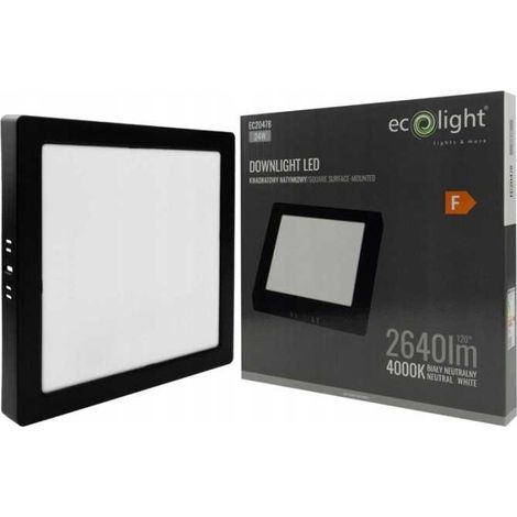 Plafoniera LED downlight quadrata nera 29,5cm 24W 4000K Ecolight (1/4)
