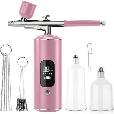 Aérographe numérique avec compresseur, aérographe portable pour loisirs créatifs, peinture et art à l'aérographe, stylo aérographe rose (1/5)