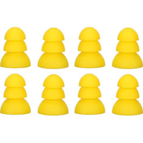 8-teiliges Set aus 3-lagigen, weichen Silikon-Ohrpassstücken für Hörgeräte, passend für Hinter-dem-Ohr-/Im-Ohr-Hörgeräte, gelb