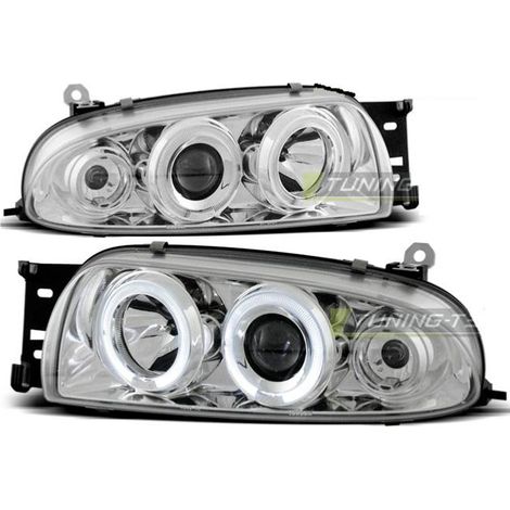 Paire de feux phares Ford Fiesta MK4 95-99 angel eyes chrome-27361313 (1/2)