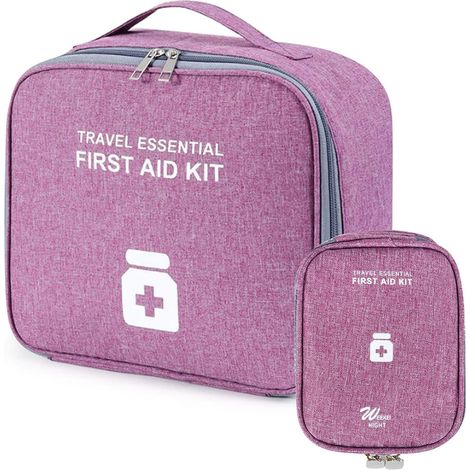 2 Pièces Trousse de Secours Vide, Sac de Rangement Médicaments, Trousse Pharmacie Voyage, Étanche Sac de Médecine Portable, Vide Boite de d'urgence de Grande Capacité pour Maison, Bureau, Voyages (1/5)