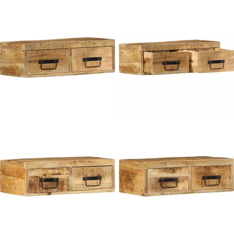 VidaXL Meuble TV mural 60x30x19 cm bois massif de manguier brut (1/5)