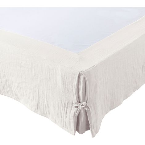 Cache-sommier Gaze de coton 180x200 GAIA coloris Blanc Chantilly