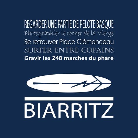 Tableau sur toile Biarritz navy 30x30 cm - Impression sur Toile Murale Décorative - Image imprimée en HD sur Toile - Toile sur Châssis en Bois FSC - Fabriqué en France