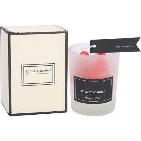 Bougie parfumée en forme de fruit rouge, portable et romantique, décoration de maison, cadeau mignon (1/5)