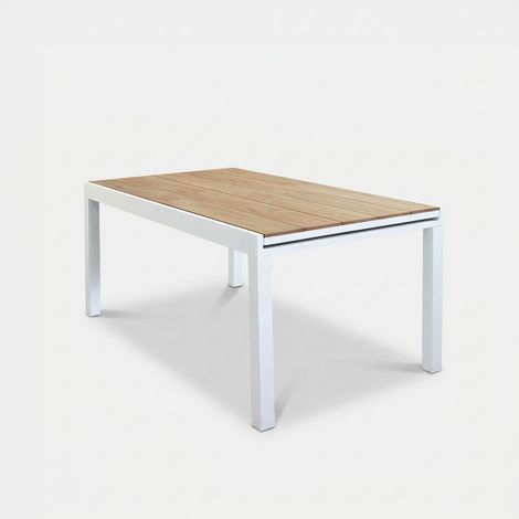Mesa de jardín extensible en aluminio y polywood 160/240x95 Cayman - Blanco (1/5)