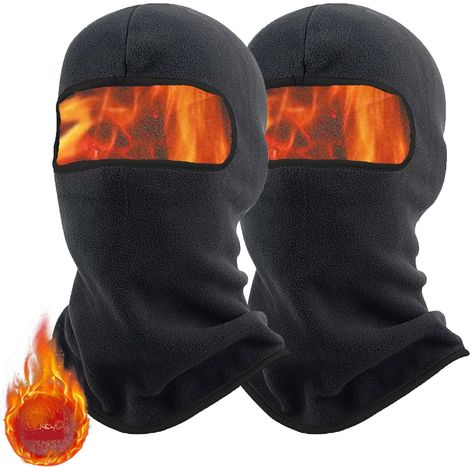 2 Pièces Cagoule Moto, Cagoules Homme et Femmes, Balaclava Protection Contre Le Vent, Ski Mask Chaud, Masque Hiver pour Les Sports De Plein Air d'hiver, Moto Snowboard Cyclisme Ski(Noir) (1/5)