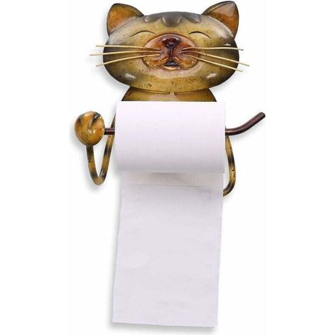 Chat Porte-Papier Toilette en Fer pour Salle de Bain Support pour Rouleau de Papier Mural (1/4)