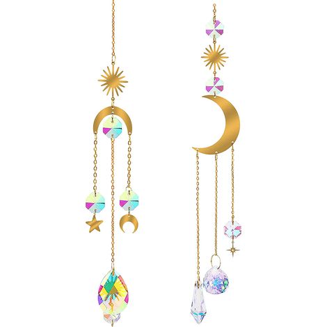 Sun Catcher - Crystal Ball Bead Hanging Decoration - For Window Garden Indoor Outdoor Use - 2 Pieces (1/5)