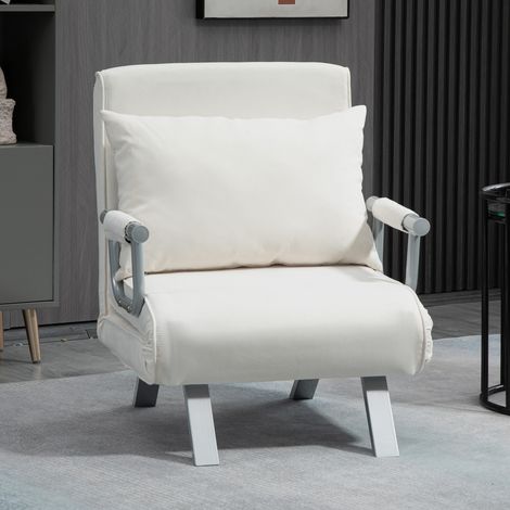 Canapé Simple Lit Fauteuil Inclinable Oreiller Salon Chambre Crème Mobilier Intérieur 65x69x80cm