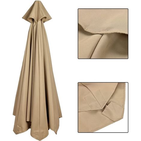 Toile de rechange pour parasol, protection contre le soleil et la pluie. Toile ronde monocouche de 3 m de diamètre avec 6 baleines. Toile seule, sans mât. Kh (1/5)