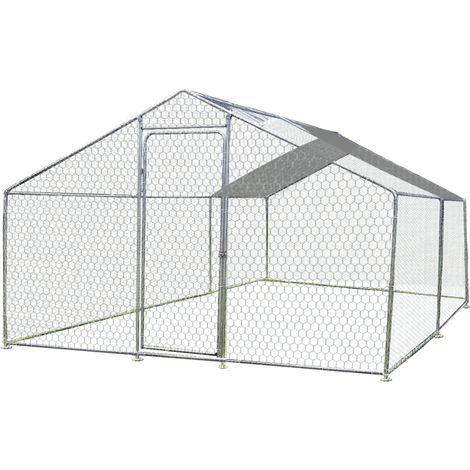Recinto per Animali in Acciaio Zincato 2x3 m Pollaio con Telo 6 m2 (1/4)