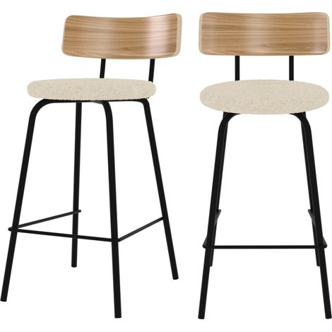Set de 2 sillas para isla de cocina en tela blanco roto 64 cm - Alize