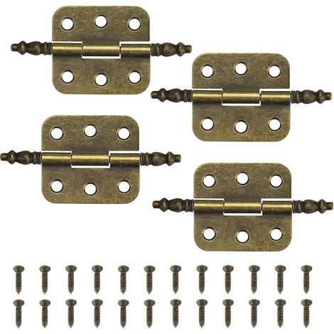 4 charnières anciennes 7035 mm, charnières de porte de placard vintage à 6 trous, charnières rétro pliantes décoratives en fer, charnières de porte