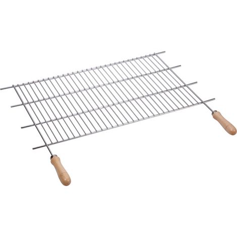 Parrilla de acero zincado con mangos de madera para barbacoa 80 x 40 cm