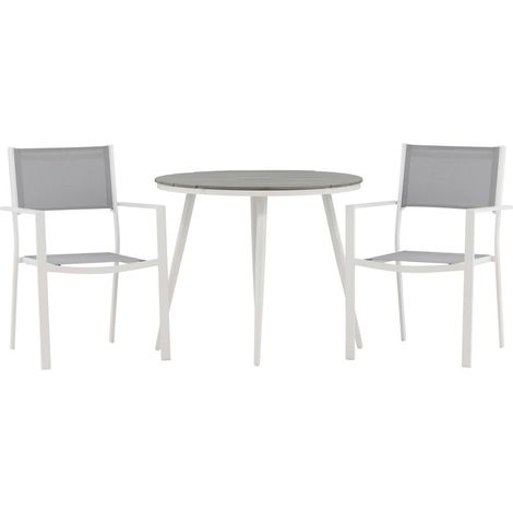 Ensemble Table de Jardin & 2 Chaises "Break & Copacabana" 90cm Gris (1/5)