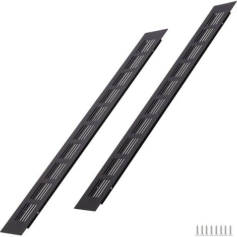Grille d'aération rectangulaire en aluminium noir 2 x 400 x 50 mm pour placards, chambres et portes (1/5)