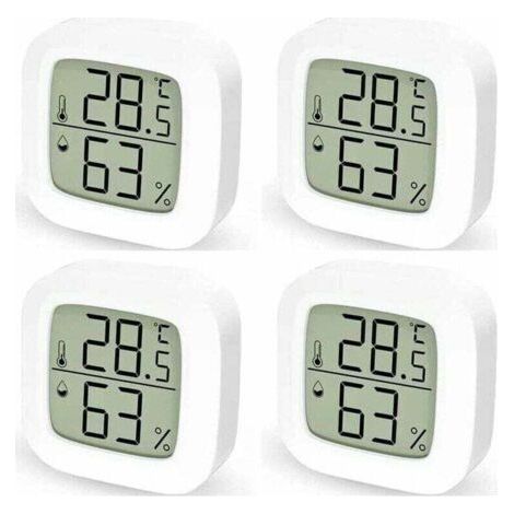 Thermometre Interieur Maison Lot de 4 Thermometre Hygrometre Numérique,Thermomètre Digital pour Chambre à Coucher (1/4)